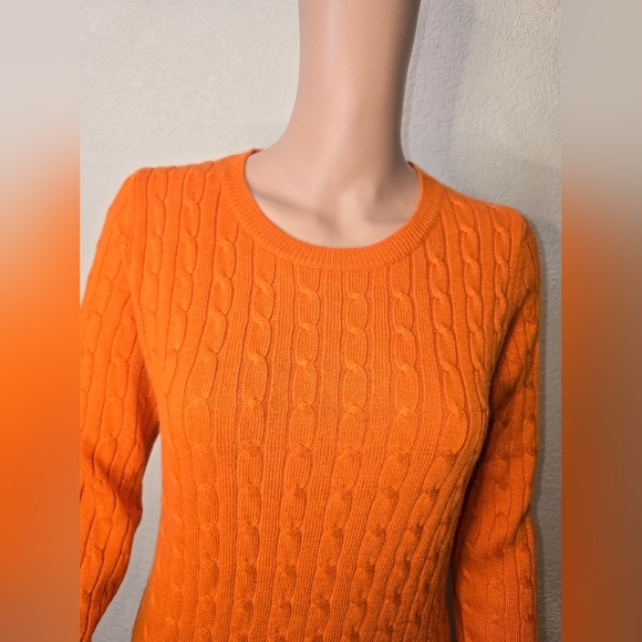 GAP Sweater Womens Size Medium Orange Cable Knit Fisherman Pullover Long Sleeved - Picture 2 of 10